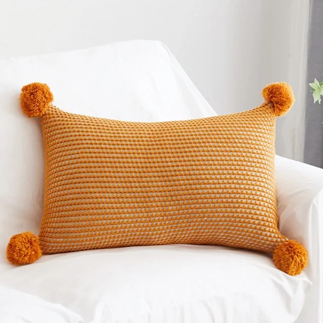 Pastel Scape Contrast Open Knit Pillow Cover