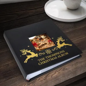 Personalized Reindeer Black Leatherette Photo Album