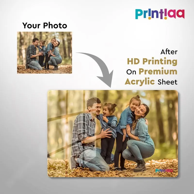 PRINTIAA 3MM-12x8inch-C/Horizontal Acrylic Photo Print Personalized for Wall Mount, Frameless wall frames with personalised photos of Couples, Kids, Parents, and Corporate