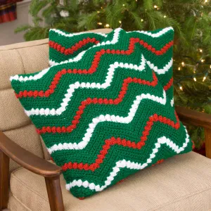 Red Heart Crochet Christmas Ripple Pillows