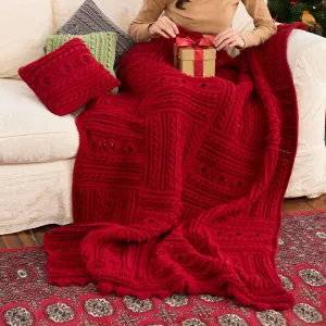 Red Heart Crochet Divine Textured Throw & Pillows