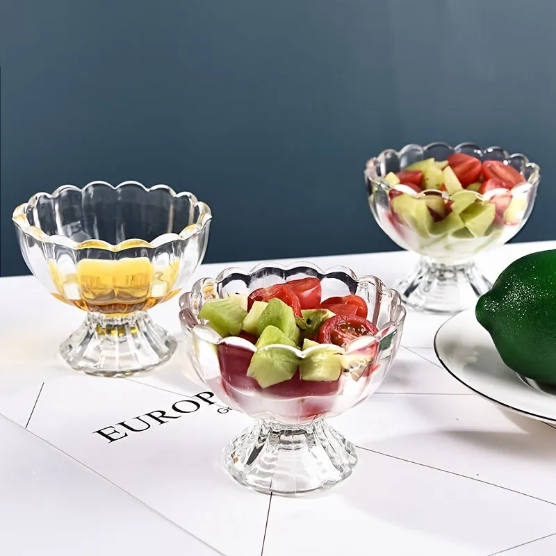 Set of 3 Elegant Glassware Dessert Cups for Home Entertaining