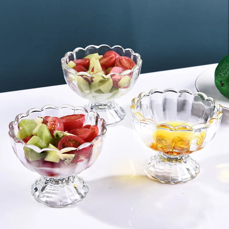 Set of 3 Elegant Glassware Dessert Cups for Home Entertaining