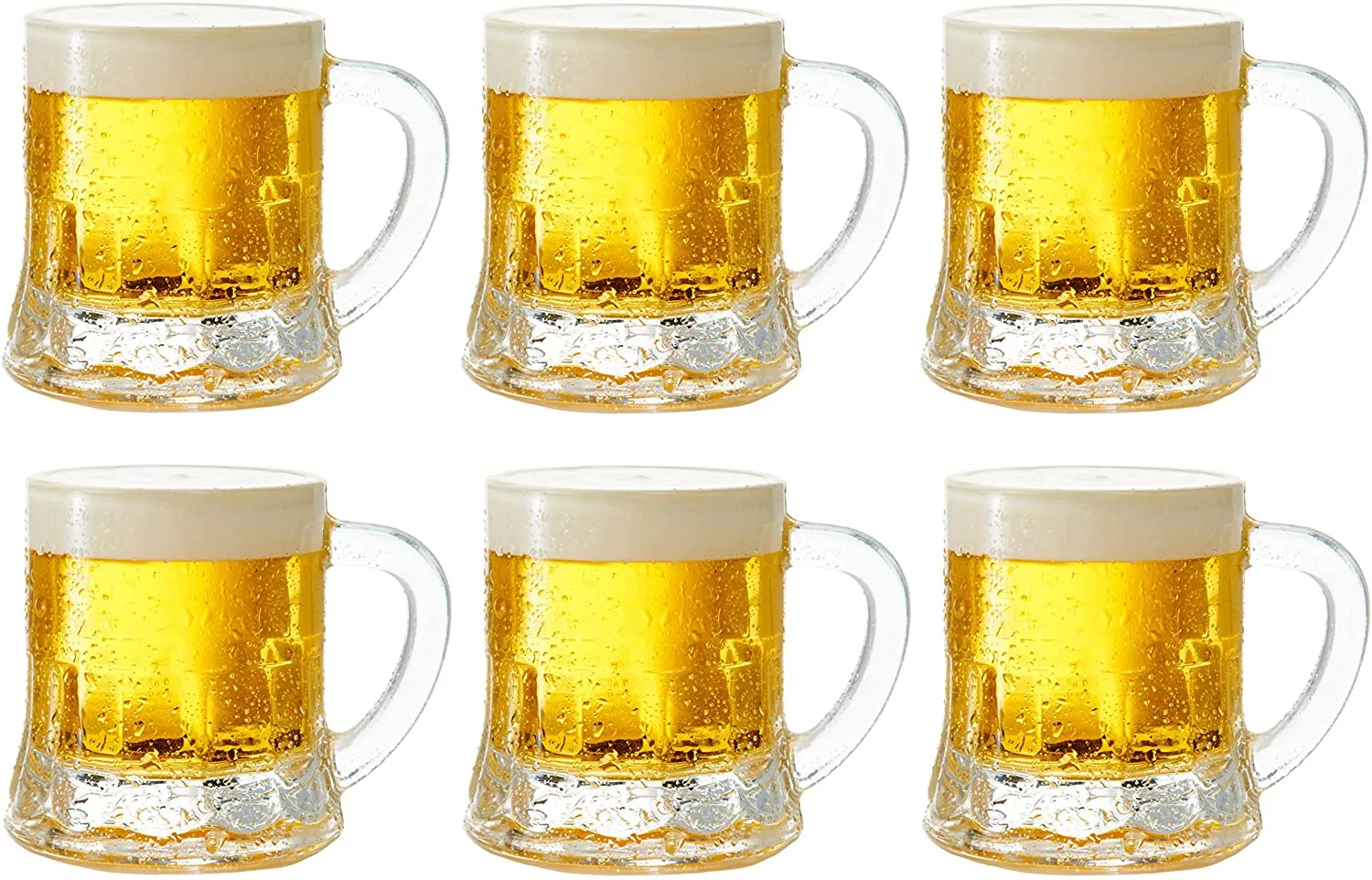 Set of 6 Mini Mason Beer Mugs Heavy Base Glasses