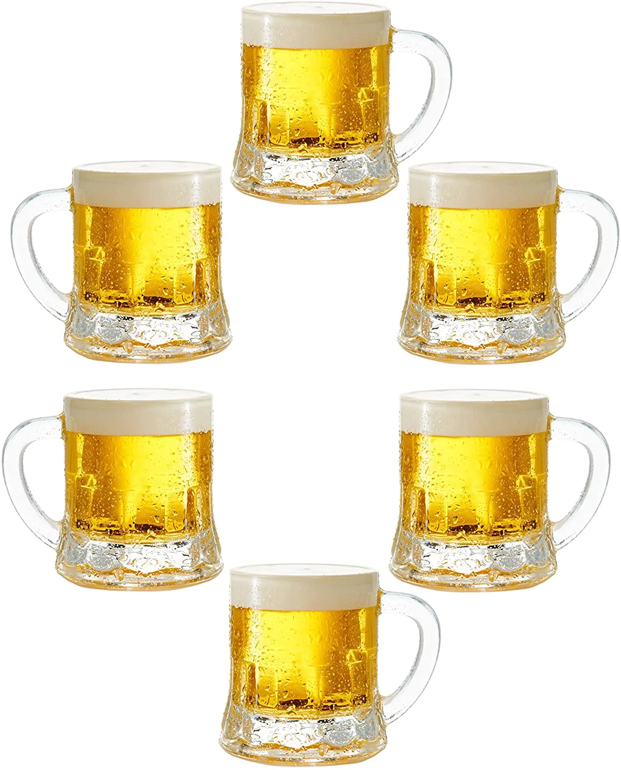 Set of 6 Mini Mason Beer Mugs Heavy Base Glasses