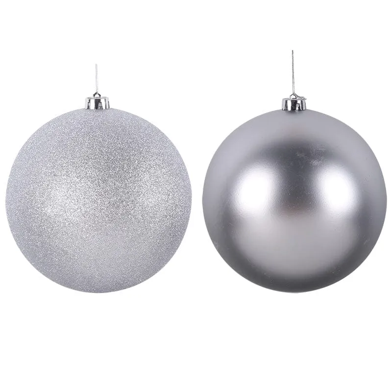 Silver Bauble Matte or Glitter 2 Asst (20cm)