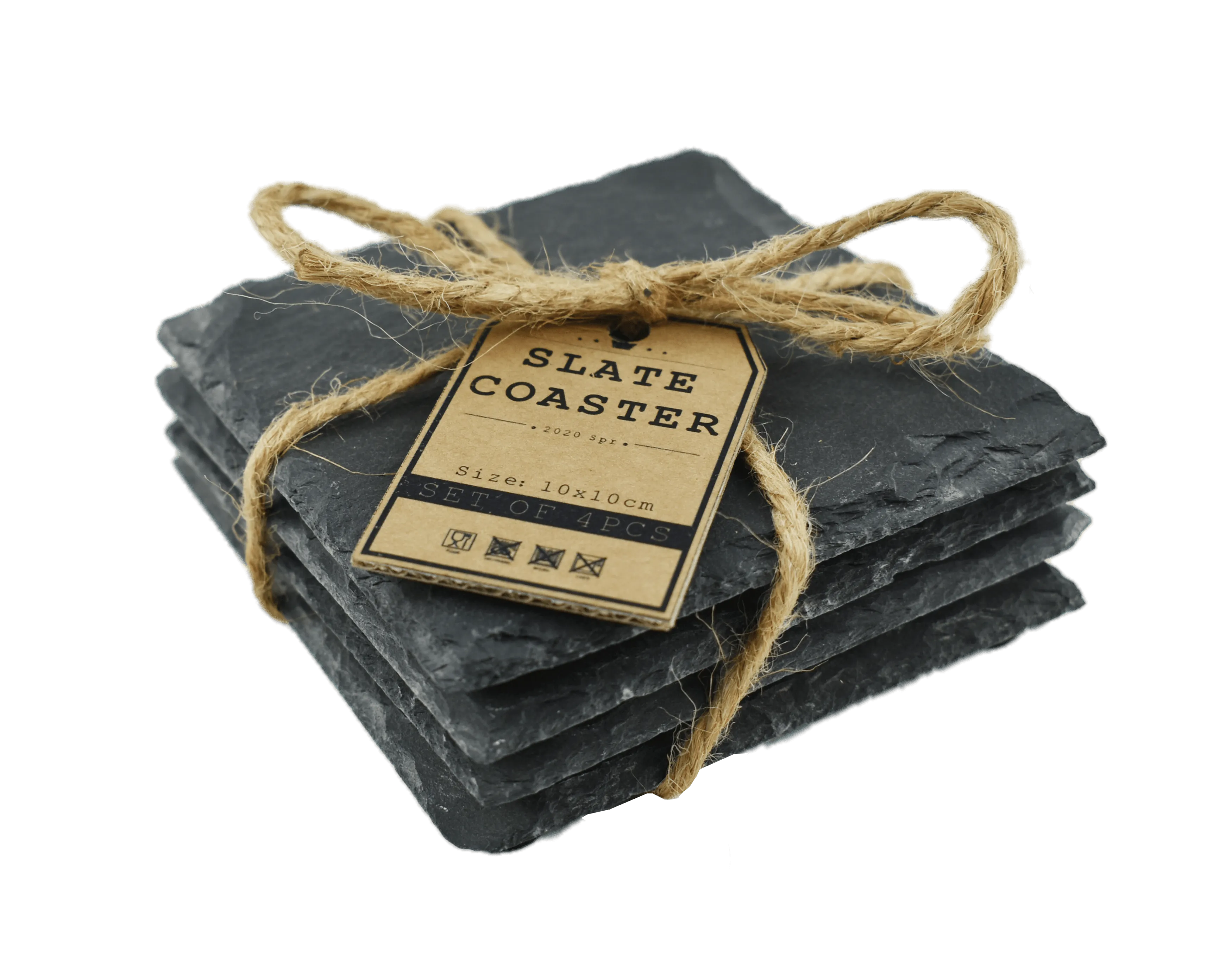 St/4pcs Square Slate Coaster