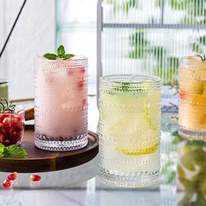 Tall Vintage Crystal Tumblers Set for Iced Beverages