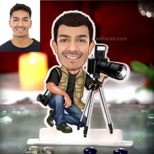 WEHATKE Customized Caricature 3D Photographer Character Face Cut-Out Personalized Showpiece for Room Décor