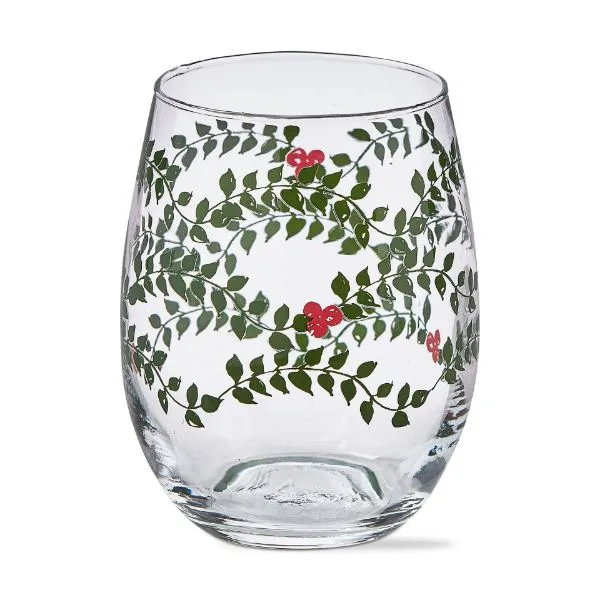 Winter Sprig Stemless Wine Glass