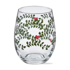 Winter Sprig Stemless Wine Glass