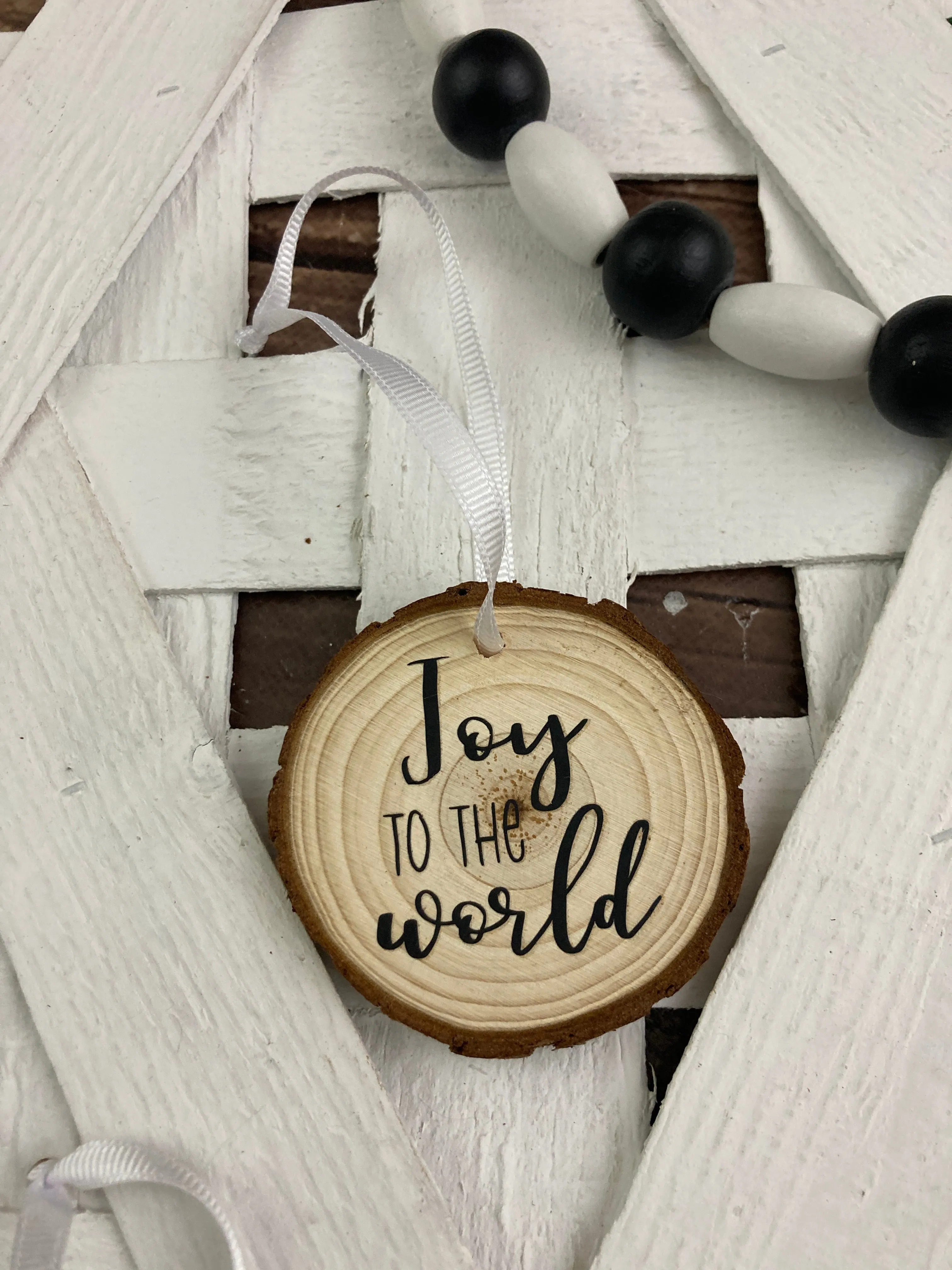 Wood Christmas Ornaments - Oh Holy Night, Sleep in heavenly peace, Joy to the World - handcrafted.