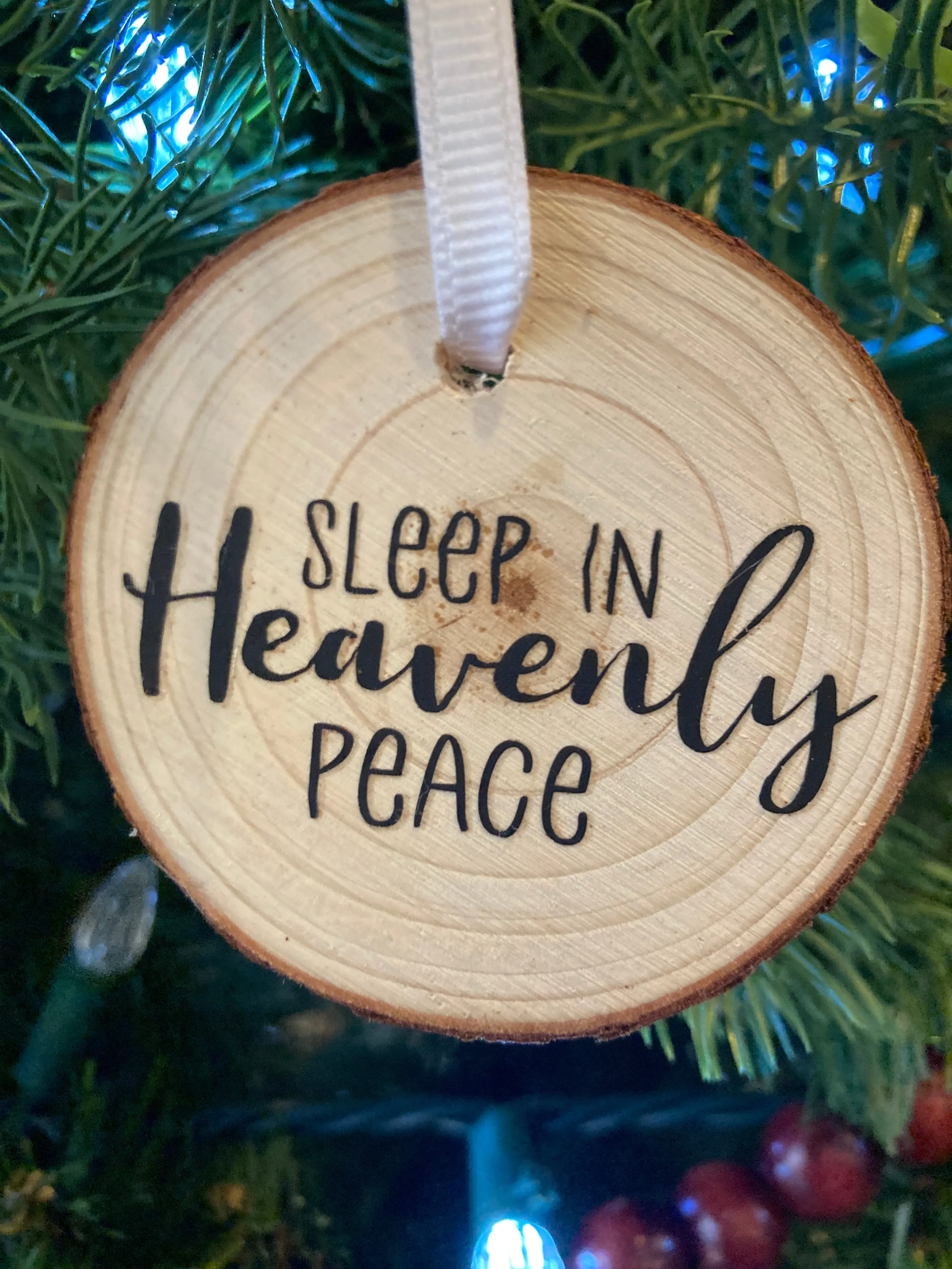 Wood Christmas Ornaments - Oh Holy Night, Sleep in heavenly peace, Joy to the World - handcrafted.