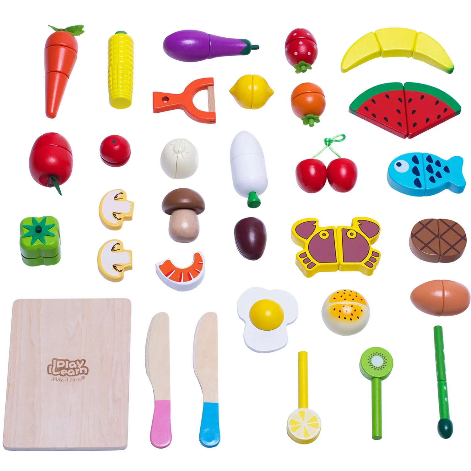 Wooden Cutting Cooking Food Sets Pretend Play Kitchen Toy