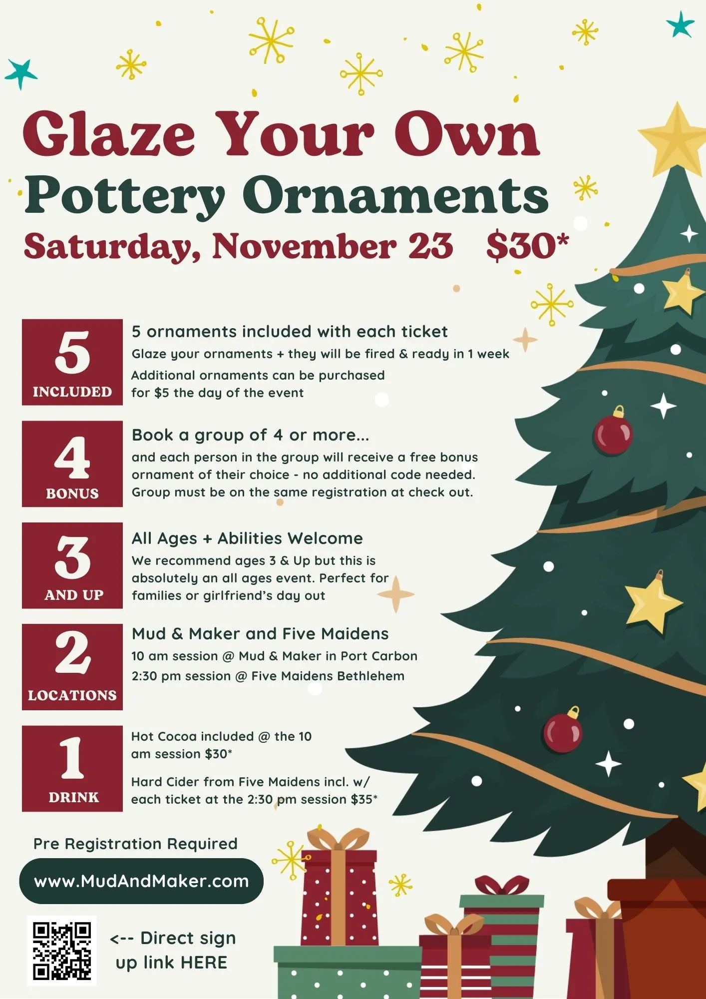 Workshop - Paint Your Own Ornaments November 23 @ Mud & Maker